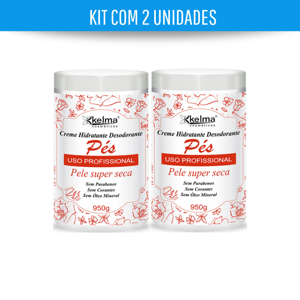 KIT COM 2 KELMA CREME HIDRATANTE DESODORANTE PÉS 950G