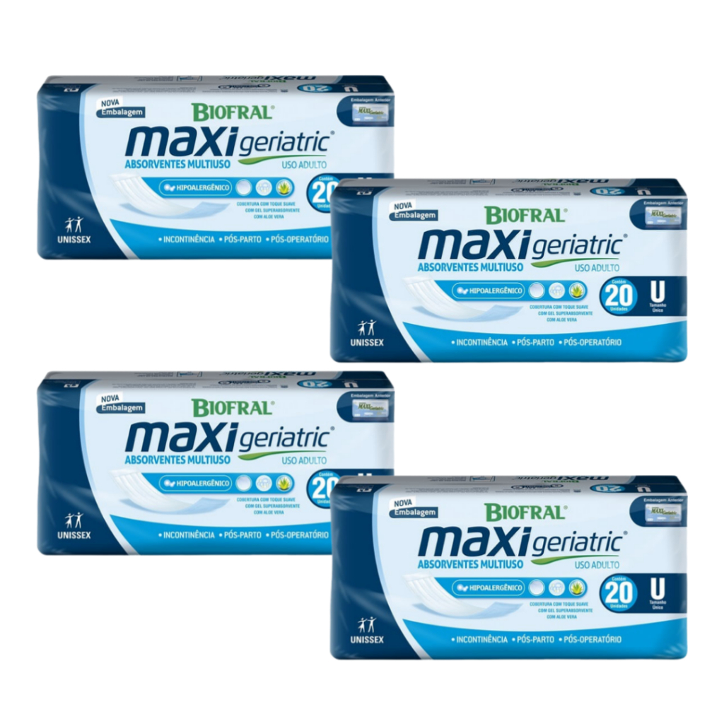 KIT 4 ABSORVENTES BIOFRAL MAXI GERIATRIC 20un