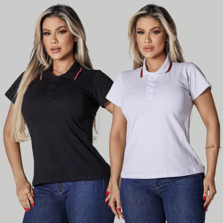 Kit 02 Camiseta Polo Feminina Blusa Social Trabalh