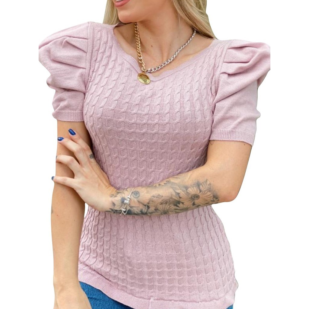 Blusa Manga Curta para Mulheres Verão