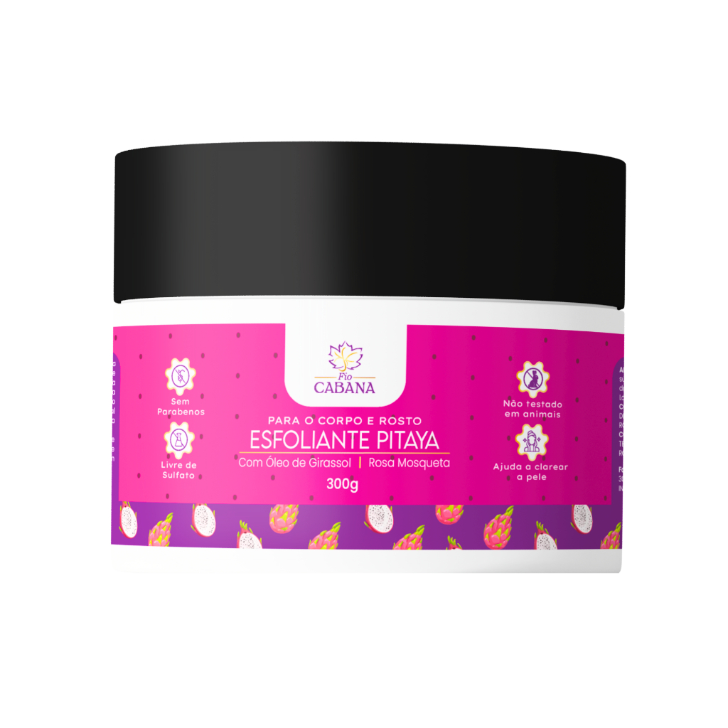 Esfoliante Pitaya 300g – Fio Cabana – Corporal e Facial – Óleo de Girassol e Rosa Mosqueta