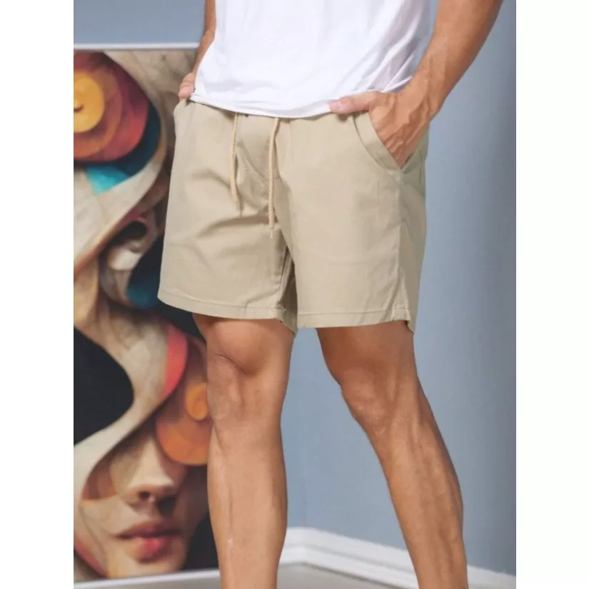 Bermuda Short mauricinho Masculina Tecido sarja Brim Com elastico na cintura