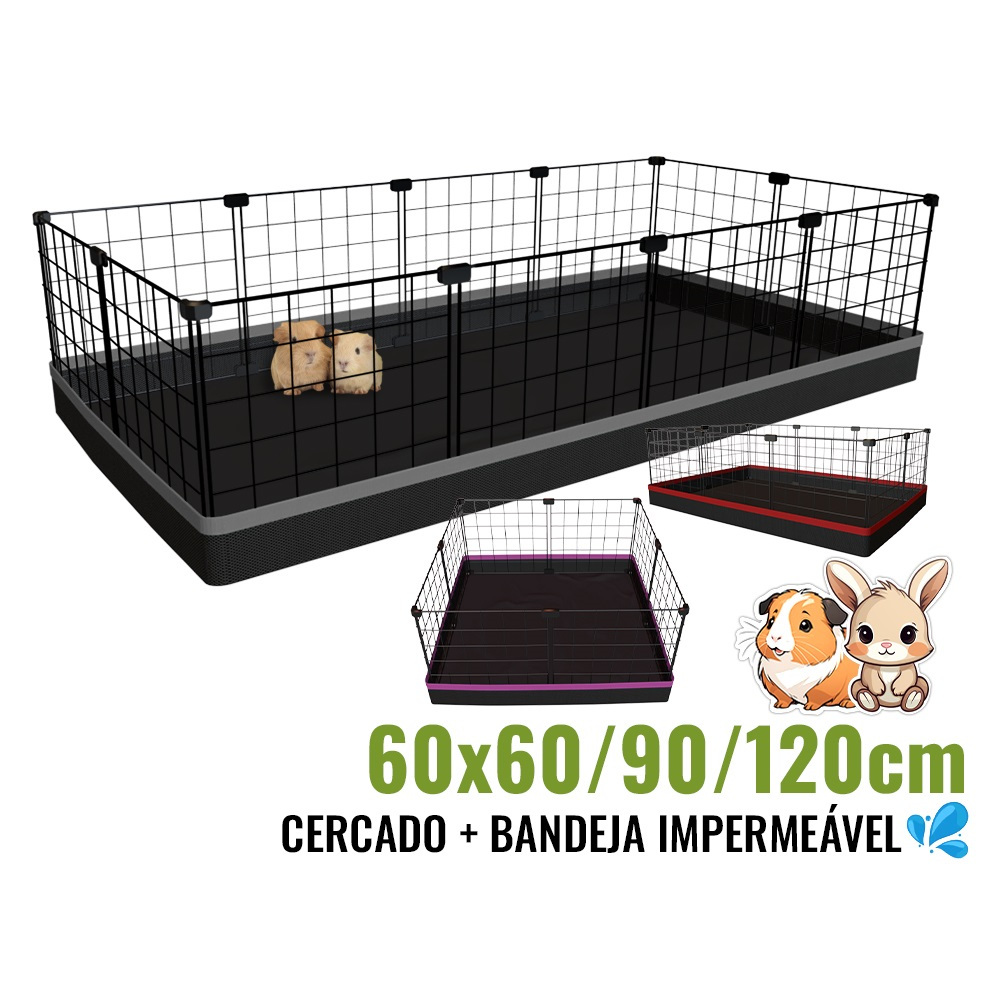 Cercado com Forro Impermeável para Porquinho da Índia Coelho e Jabuti Gaiola com Tapete Higiênico Mo