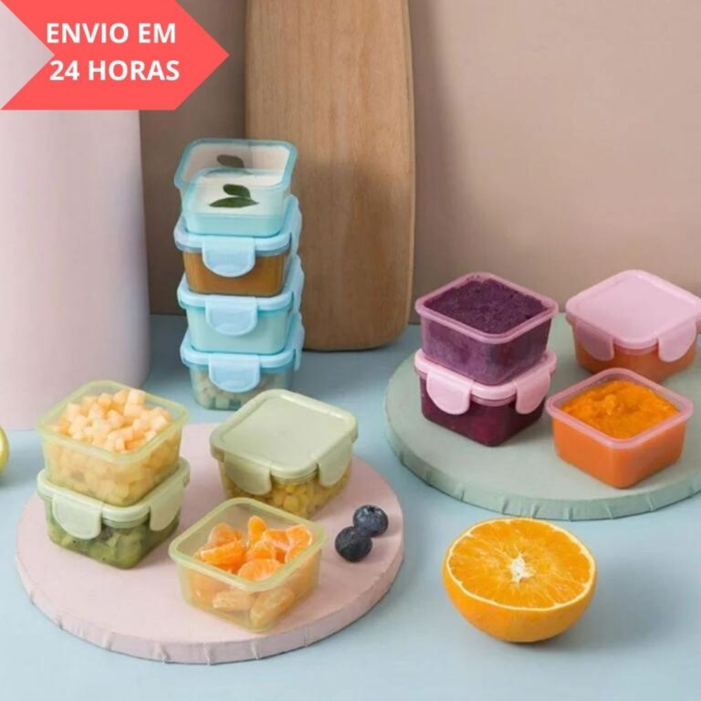 Kit c/ 8 Potinhos para armazenar Papinha, Comida d