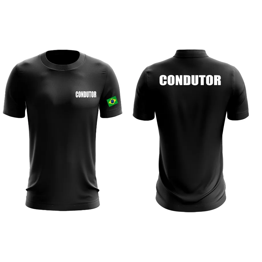 Camiseta  Uniforme Profissional Empresa Condutor Fardamento Farda Camisa Manga Curta Preta Logo