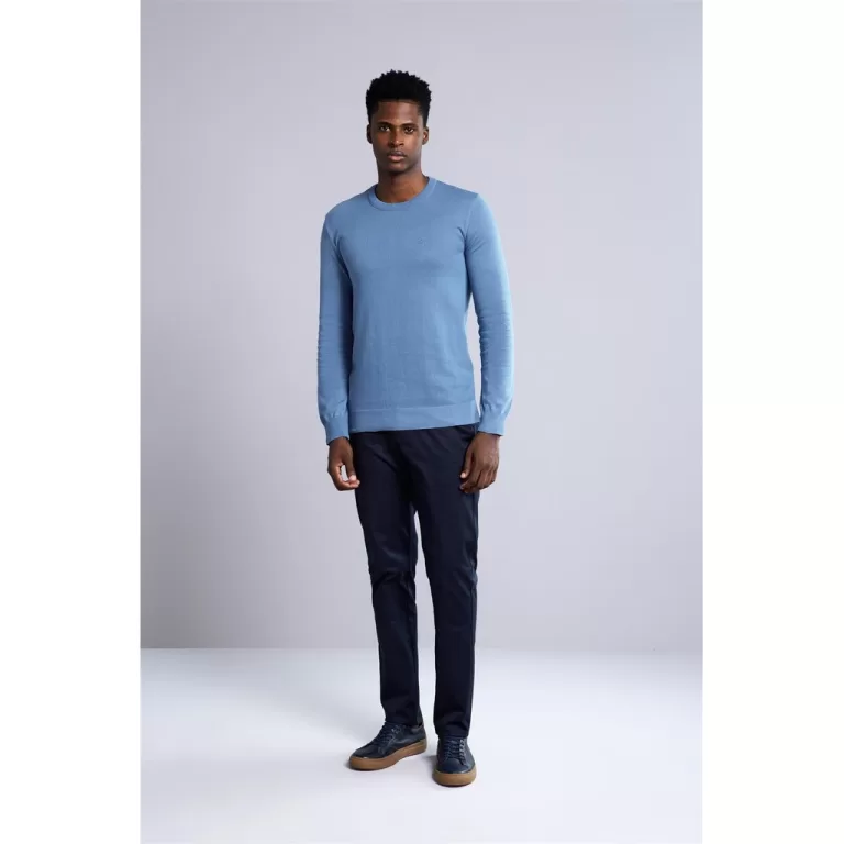 Tricot Básico Gola Careca – Azul Indigo