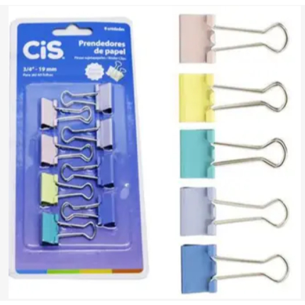 Prendedor de Papel 19mm com 8 Cores Pastel da Cis