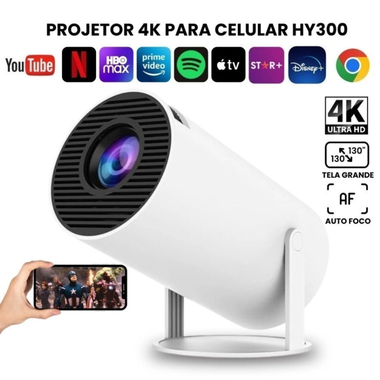 Projetor 4K HD 150 Polegadas Celular, Tv B0x, Xbox