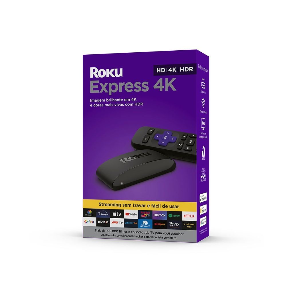 Roku Express 4K compatível com Alexa, Google, Siri
