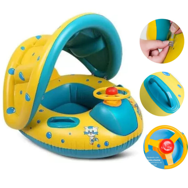 Boia Bote Inflavel Bebe Protecao UV Carrinho Com C