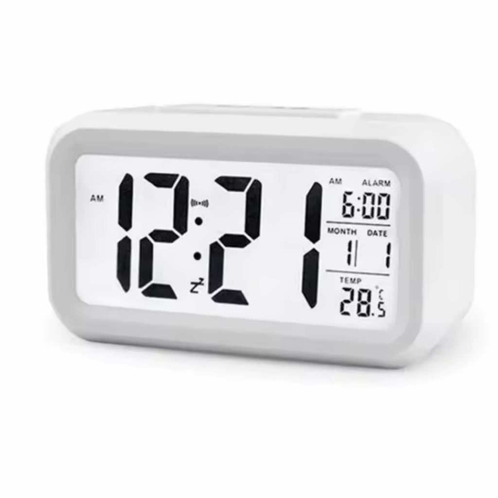 Relogio Digital de Mesa Branco, Moderno Despertador com Led