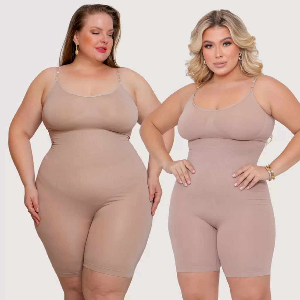 Macaquinho Modelador Body Segunda Pele Plus Size Sem Costura Poliamida Short Bermuda  Levante Bumbum