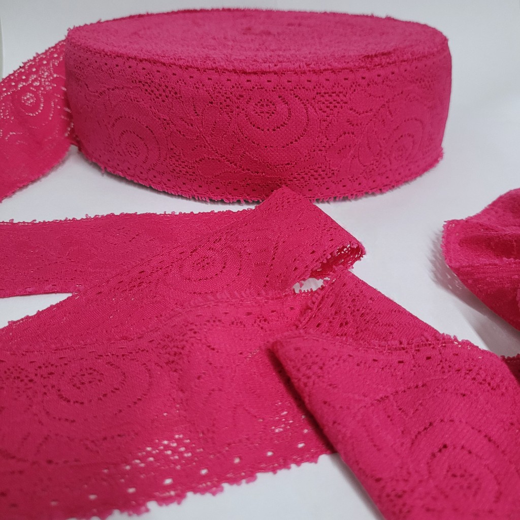 Renda Artesanado Elástica Armarinho Largura 6 cm 5 a 15 metros para Vestidos e Lingerie LJ-64