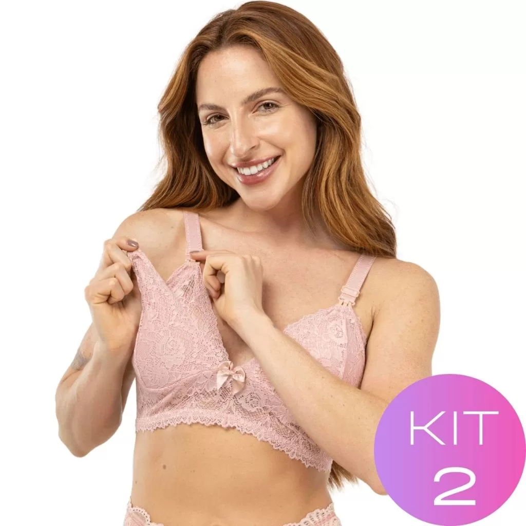 Kit 2 Sutiã Soutien  Amamentação Renda Gestante