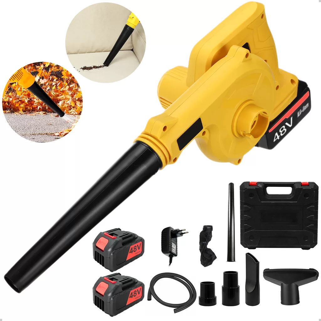 Soprador de Folhas e Aspirador Elétrico Recarregável com Maleta 2200W 48V Bivolt 100V/240V