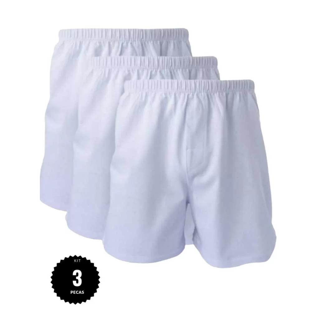 Kit 3 samba canção 100% algodão – SOMENTE NA COR (BRANCO)