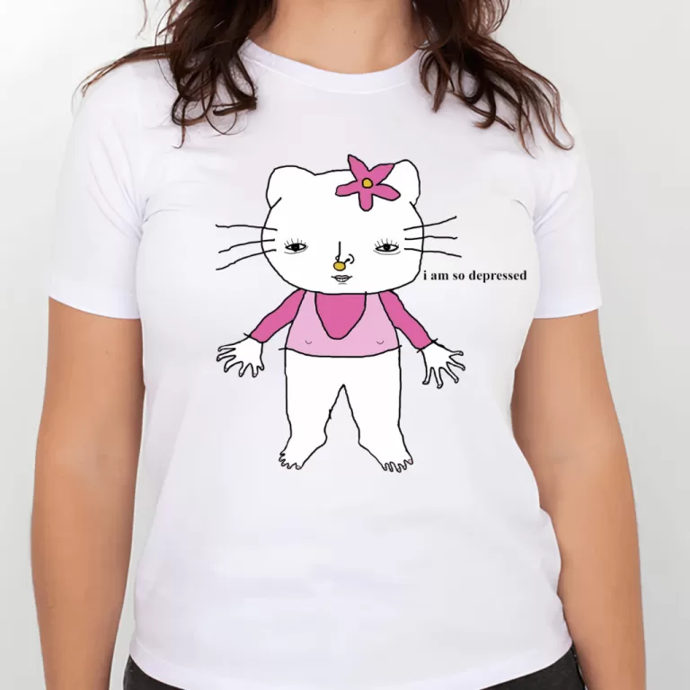 Camiseta meme Hello Kitty Depressed divertida