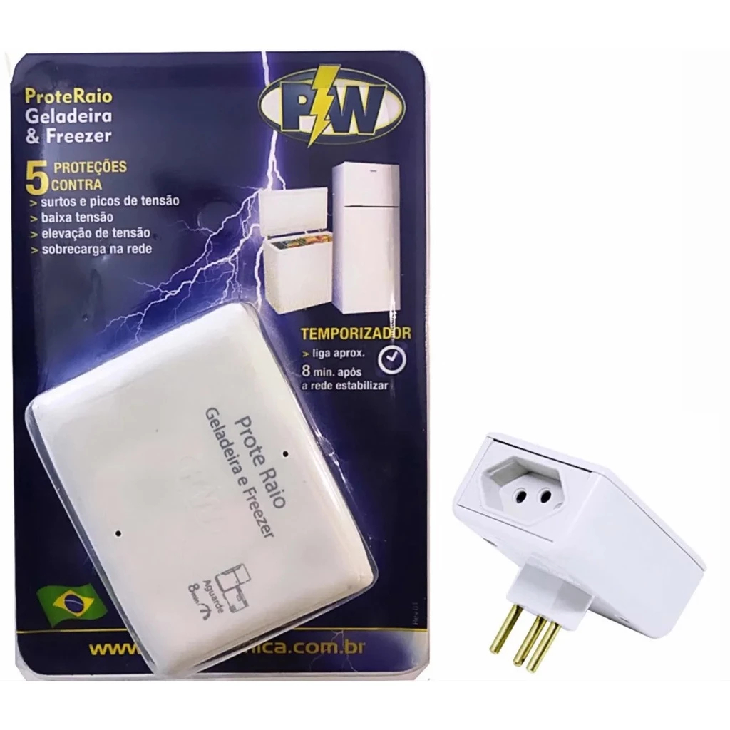 ProteRaio protetor de geladeira freezer com temporizador 127V 220V 10A contra raios picos de energia