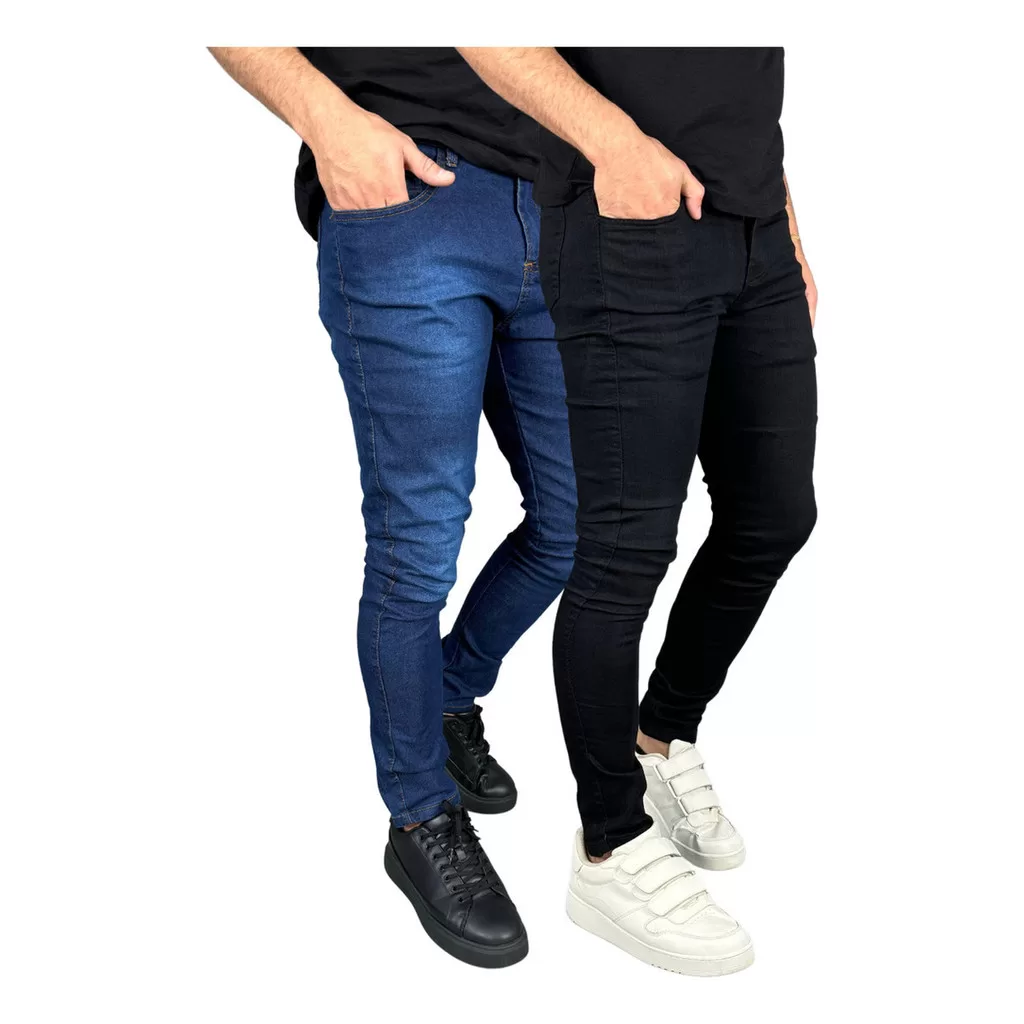 Kit 2 Calças Jeans Masculina Slim Reforçada Trabalho Lycra