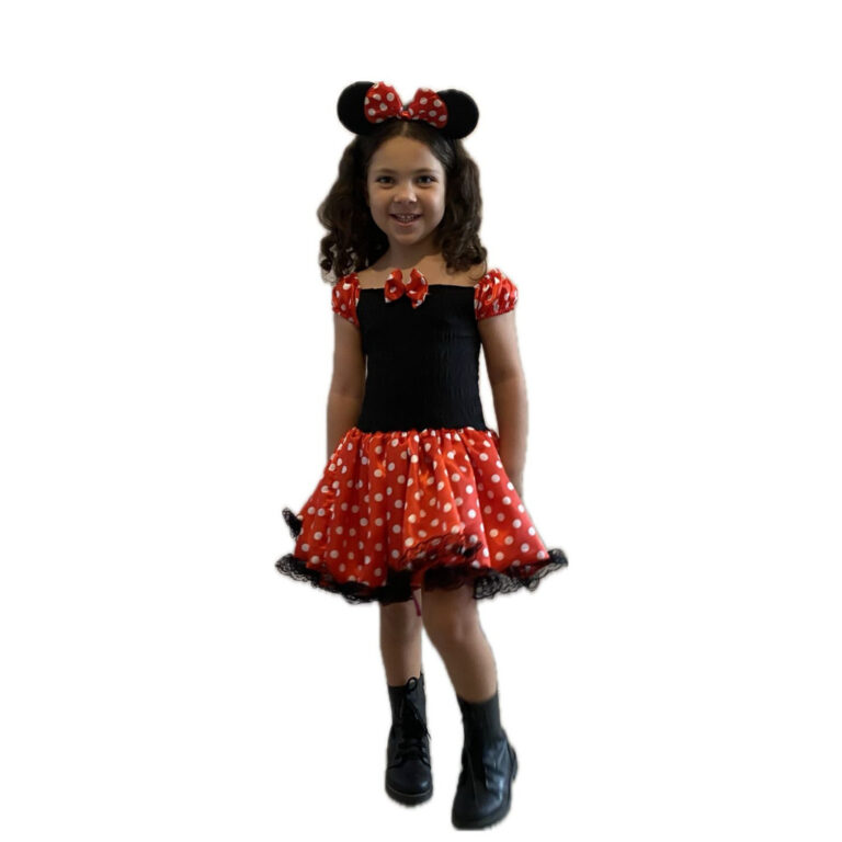 Vestido Fantasia Infantil Minnie Vermelho Bolinha 