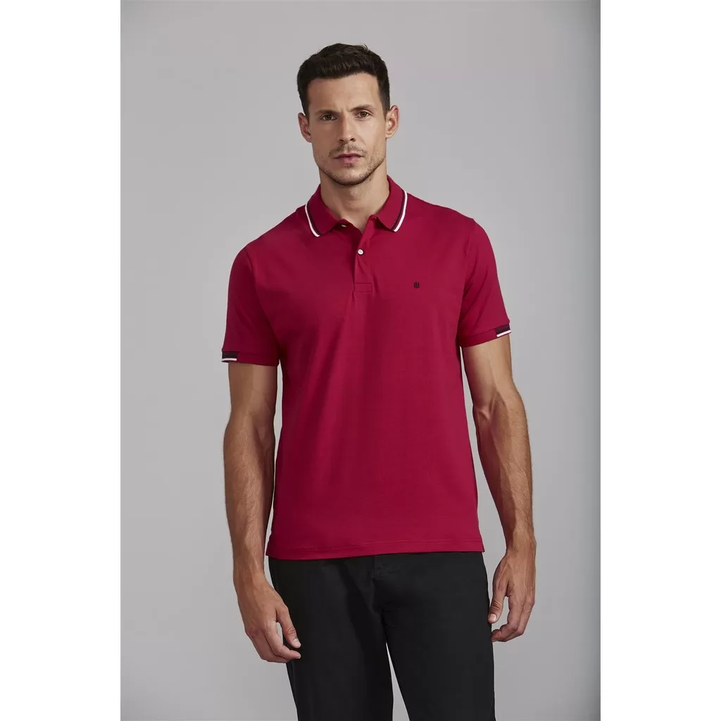 Polo Comfort Malha – Vermelho Rubi