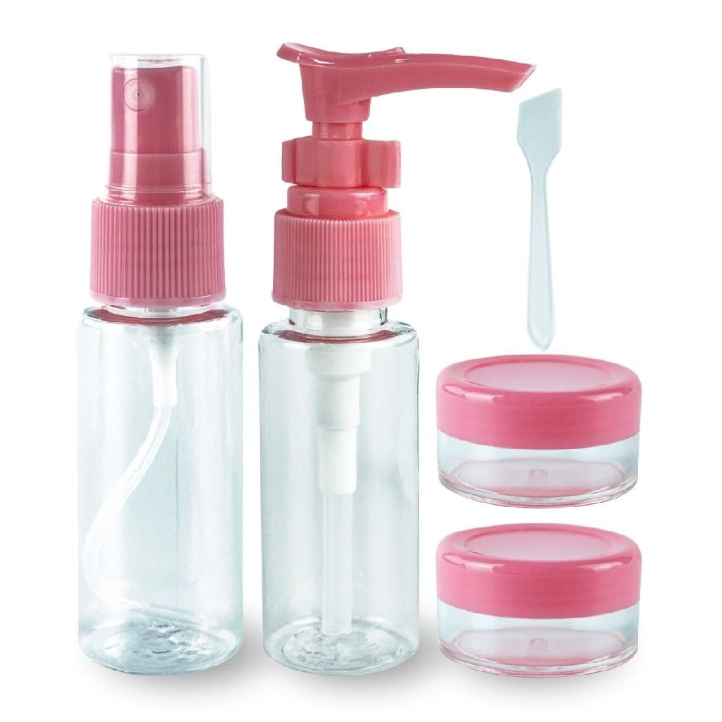 Kit 4 Frasco Higiene Spray Pump Mini Pote Viagem Bolsa Mala Necessaire