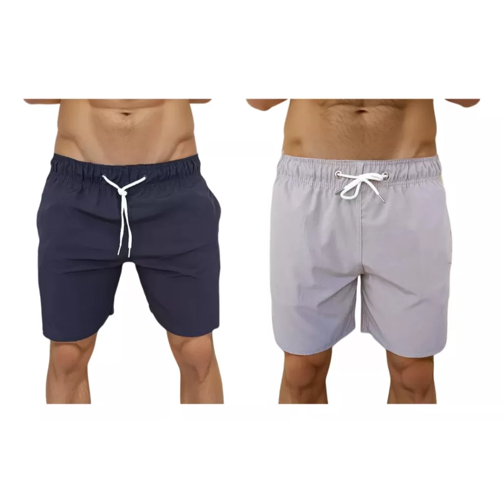 Kit 2 Short Masculino Mauricinho Bermuda Premium Lisa Masculina Tactel Shorts de Elástico com Cordão