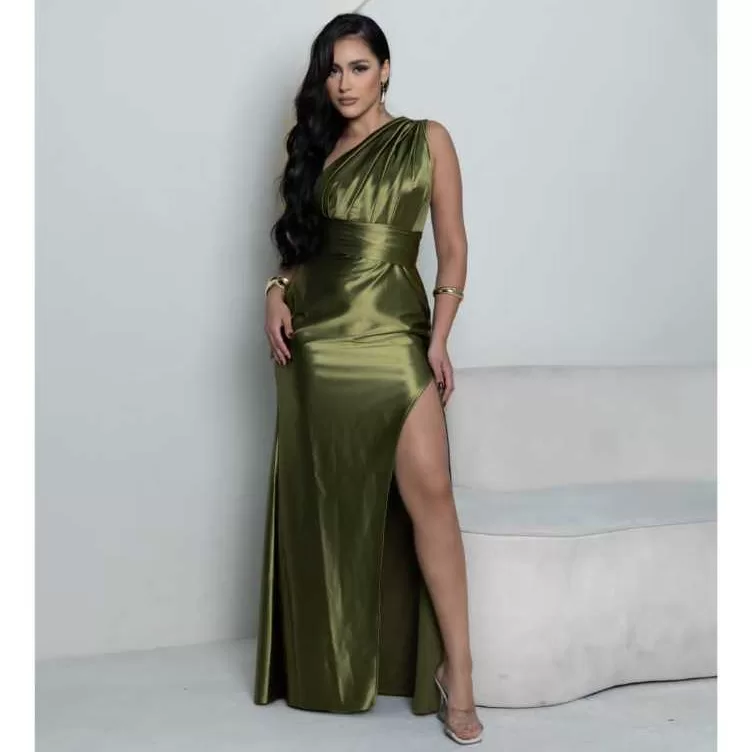 Vestido Longo de Festa Sereia Brilhante Um Ombro S