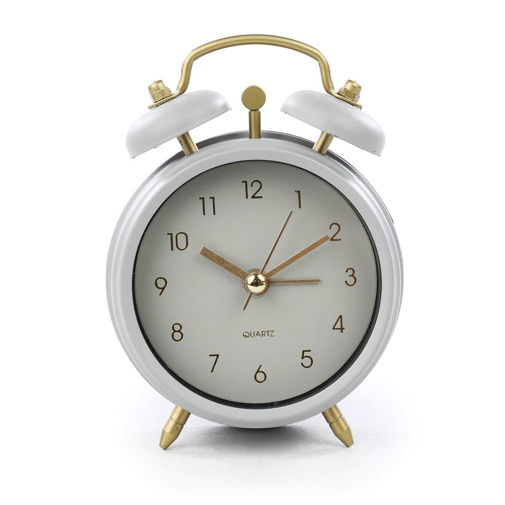 Relógio Despertador Analógico Vintage Retrô Decorativo Cinza