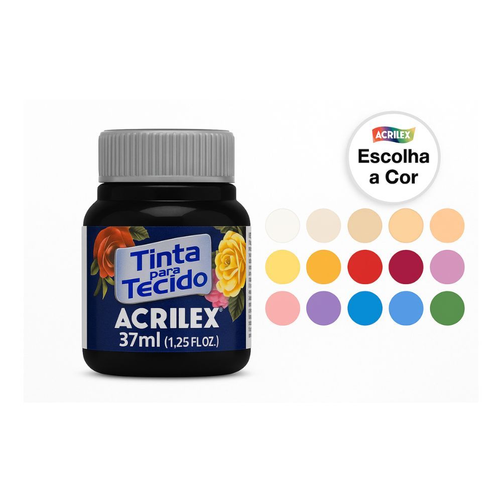 Tinta para Tecido Acrilex 37ml Fosca  +100 Cores Disponíveis | Pronta Entrega