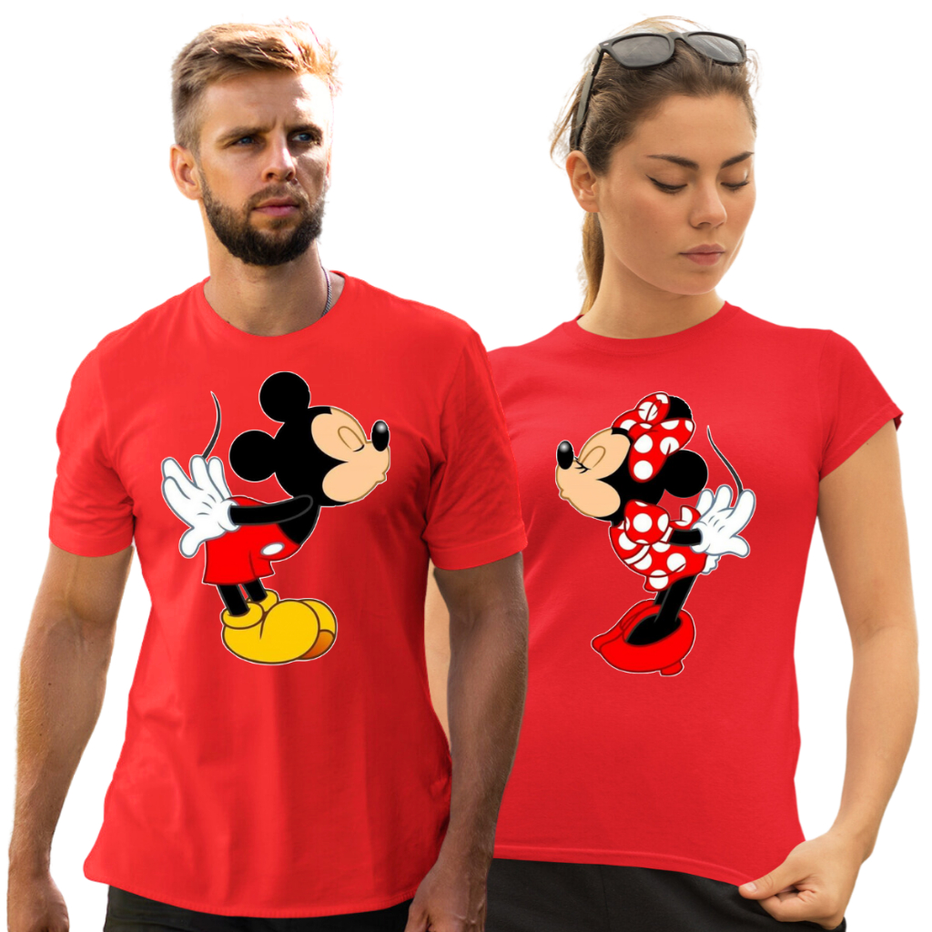 Conjunto 2 Camisetas de Casal Mickey Minnie Camisas para Casais Natalino Feliz Natal C120 lançamento