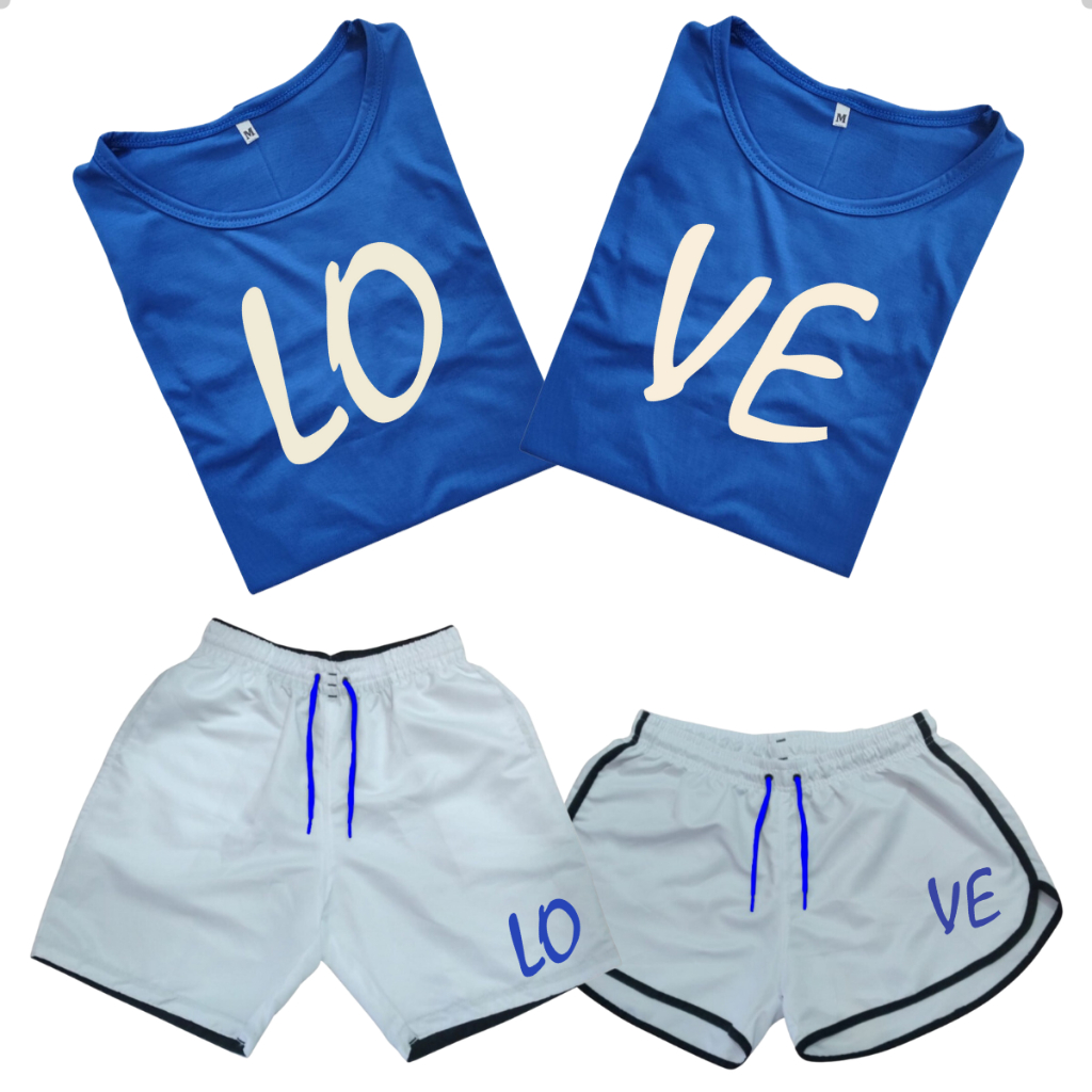 Conjunto 2 Camisas de Casal + Kit 2 Shorts Casais Moda Praia Lançamento lançamento