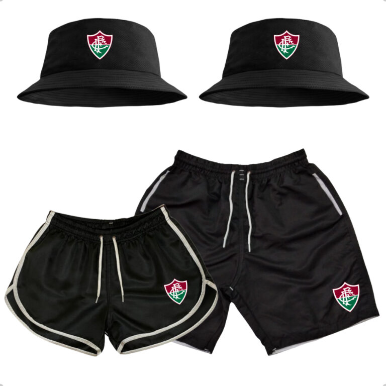 Conjunto Shorts Casais + Kit Casal com 2 Chapéus 