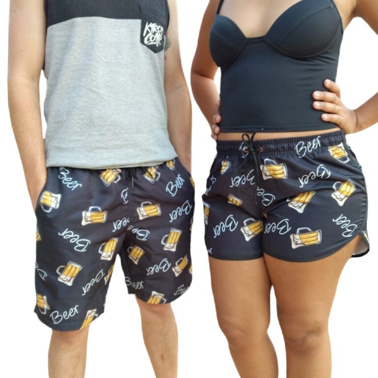 Kit Shorts Casal Namorados Shorts De Praia Casal M