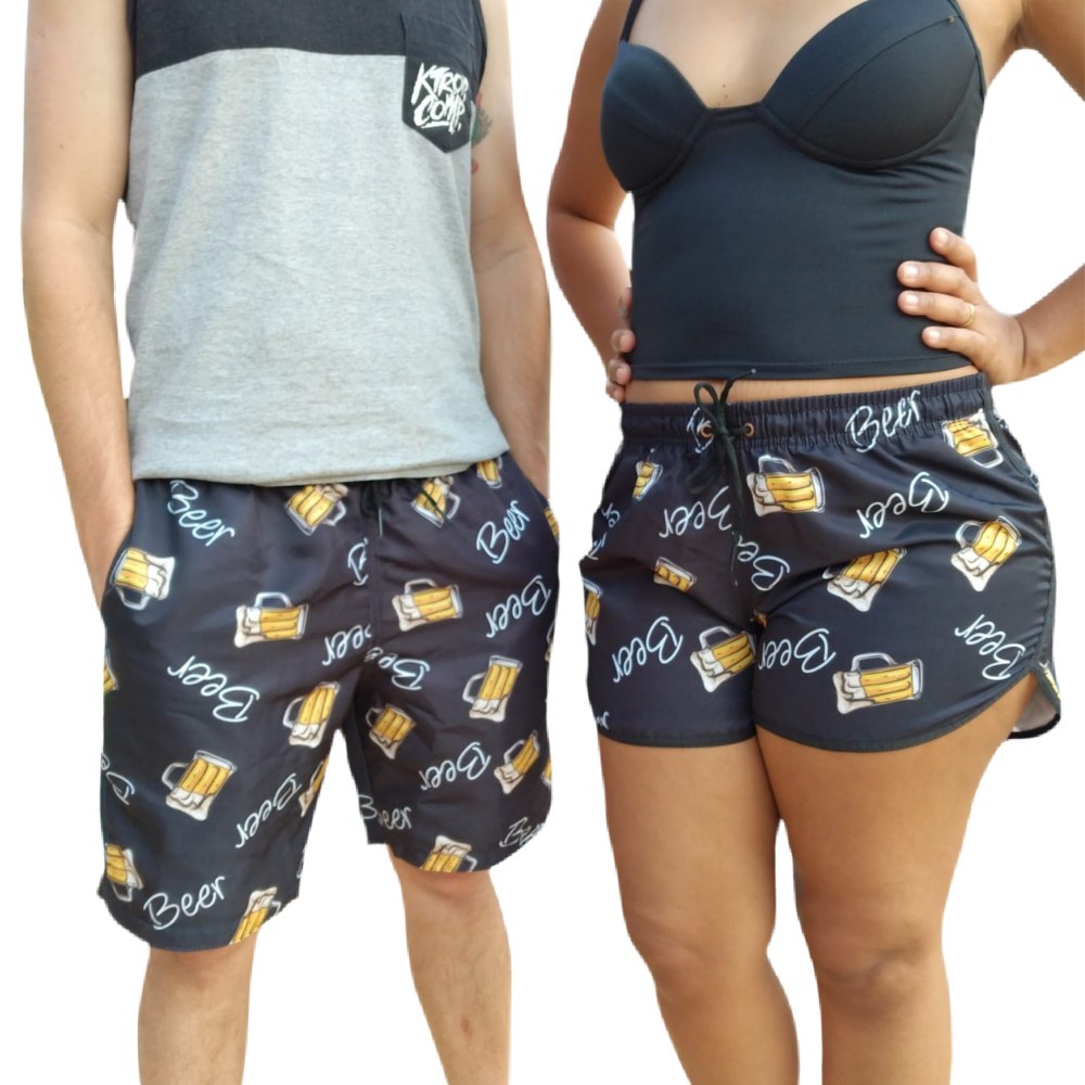 Kit Shorts Casal Namorados Shorts De Praia Casal Moda Praia lançamento