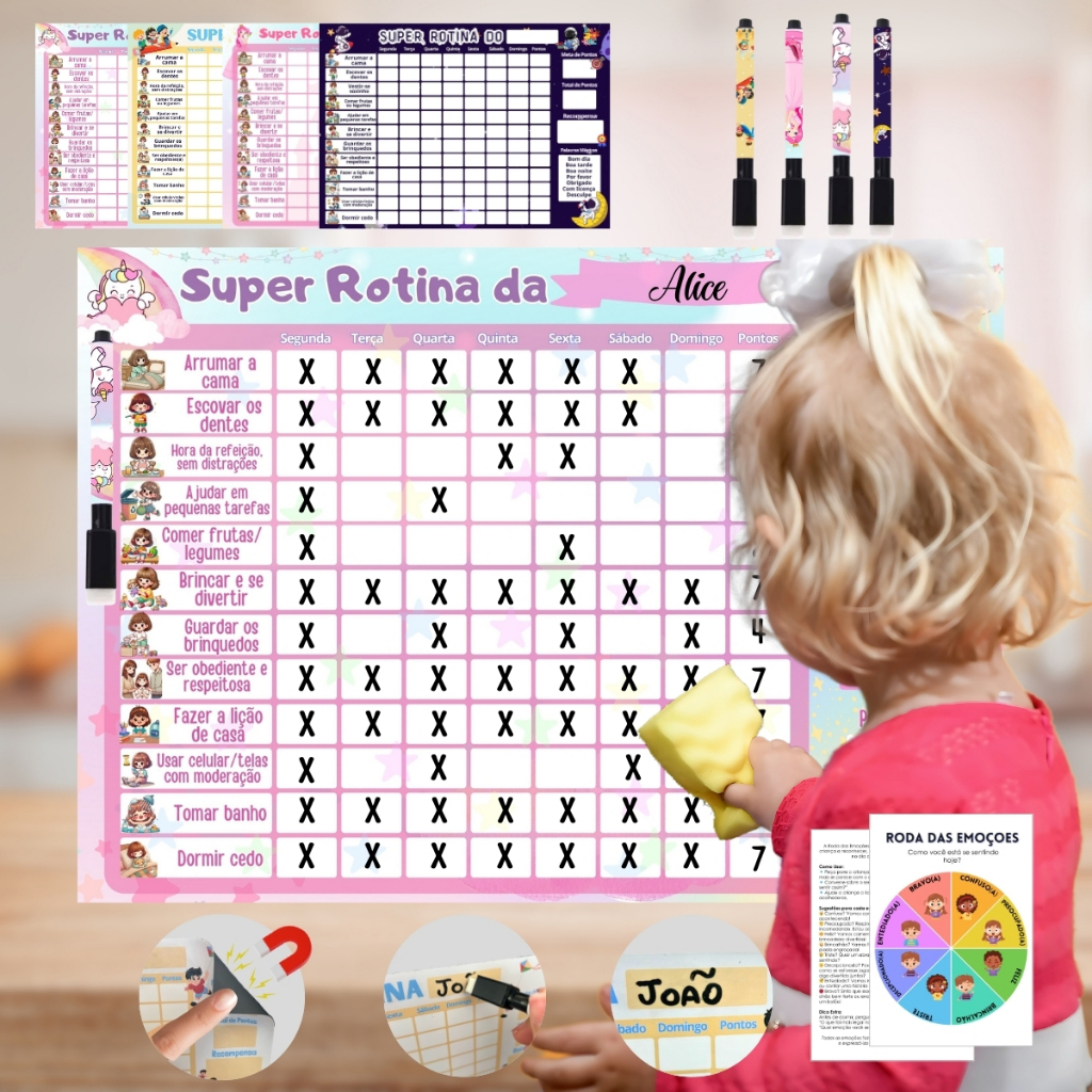 Magnético Geladeira Imã planner organizador infantil rotina Personalizado caneta que escreve e apaga