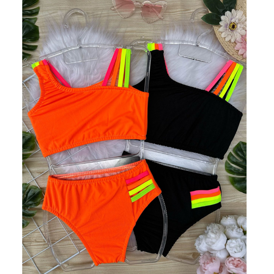Kit 2 biquíni Juvenil infantil Menina 02 ao 16 bikini feminino infantil proteção UV50 moda praia