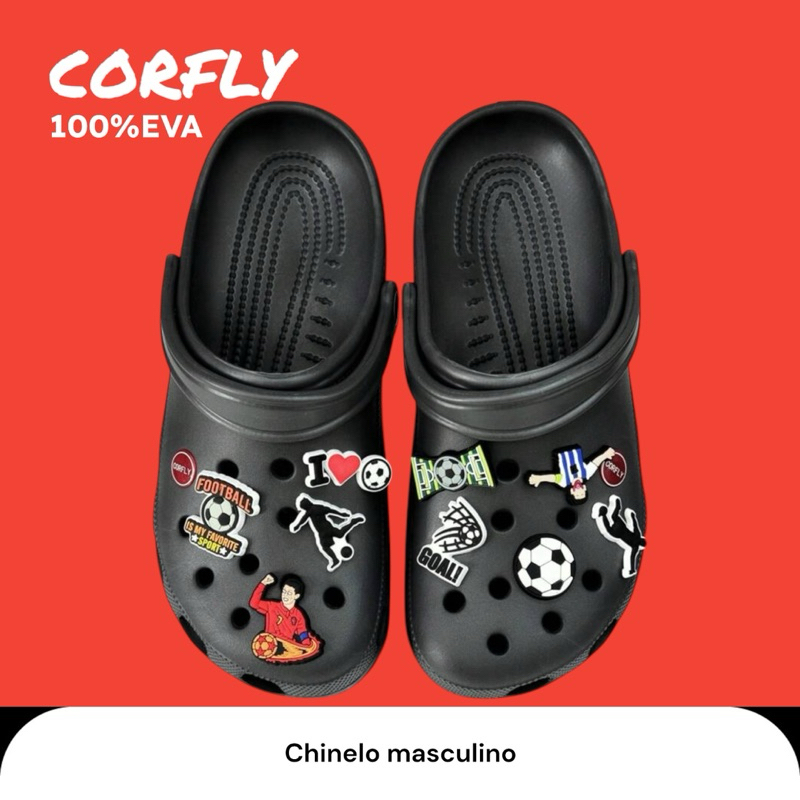 CORFLY chinelo babucha masculino sapatos de caverna com fotebol pingente