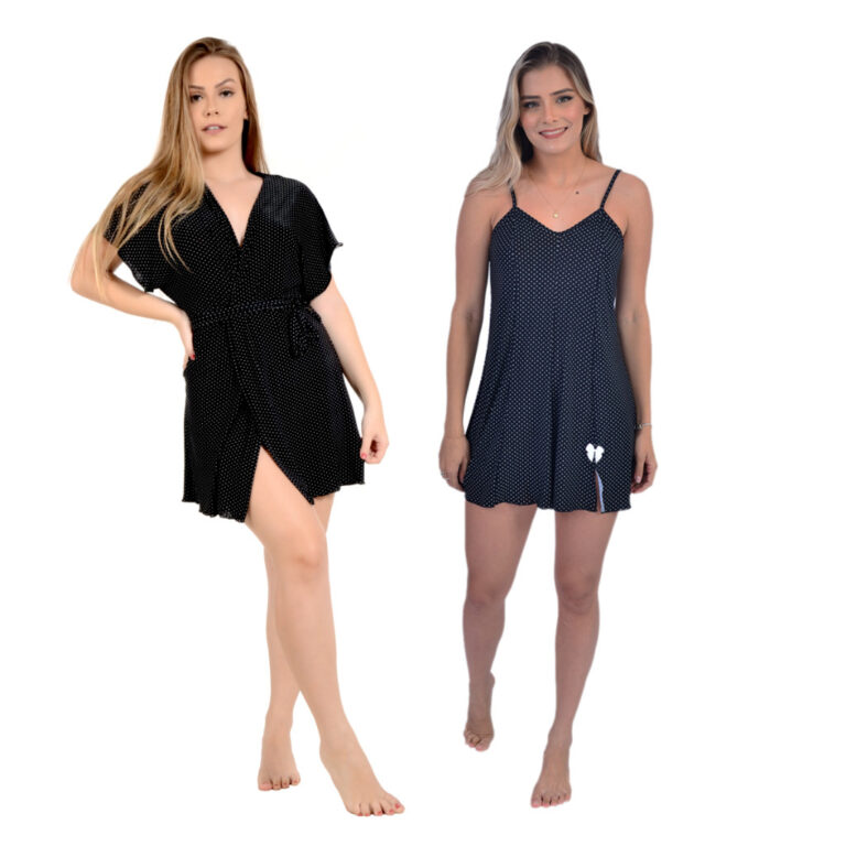 Kit Camisola E Robe Roupão Curto Liganete