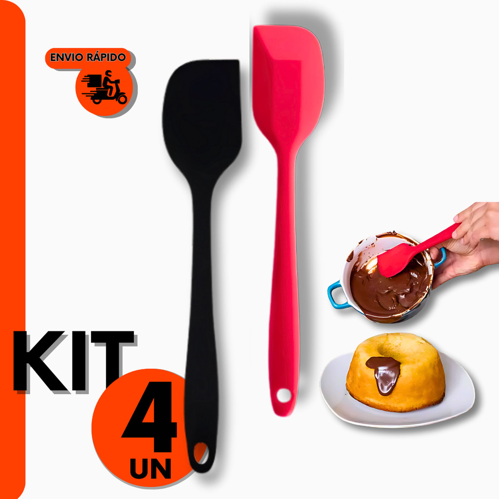 Kit de Espátula Utensílios de Cozinha de Silicone – 4 peças Jogo Completo para Cozinha