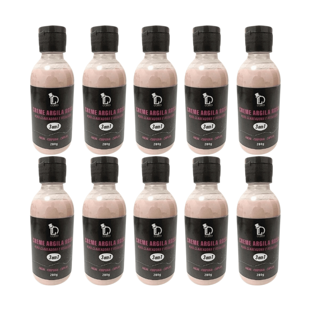 Kit 10x Creme Clareador Manchas 200g Argila Rosa Lord  Rosto, Corpo e Cabelo