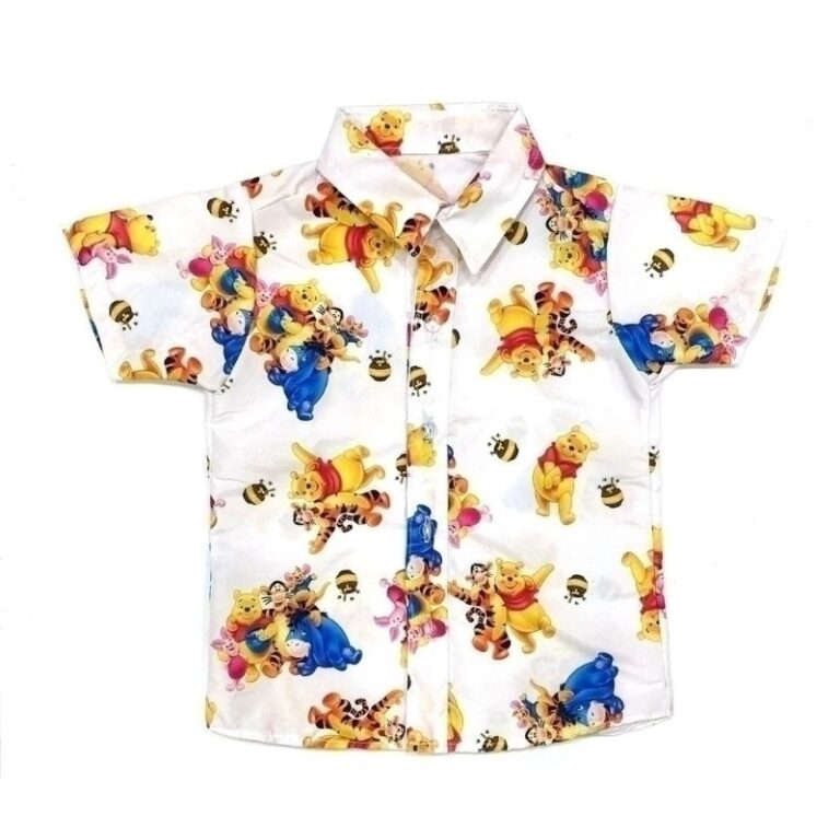 camisa social ursinho pooh tam 1.2 anos,2.3 anos e