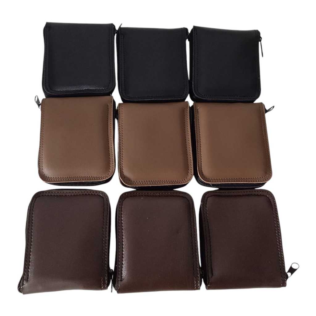 kit com 10 carteira couro masculina ziper grande cabe rg oferta SORTIDAS