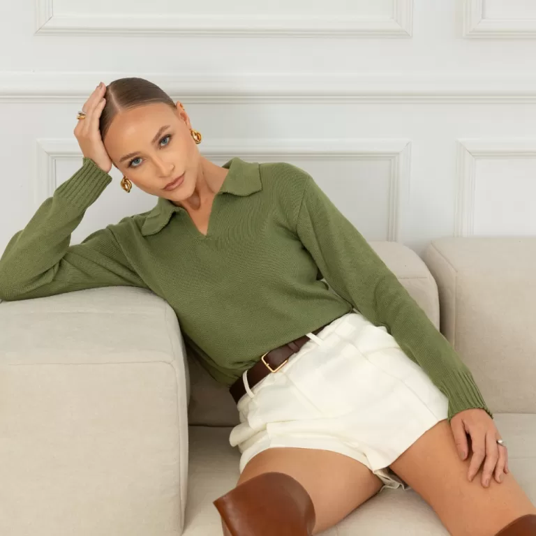 Blusa De Frio Feminina Basica Manga Longa Gola Pol