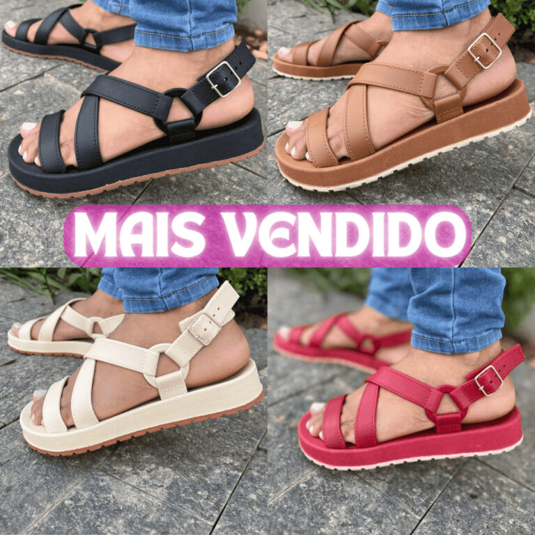 Sandália Feminina Tiras Cruzadas Confortável Lev