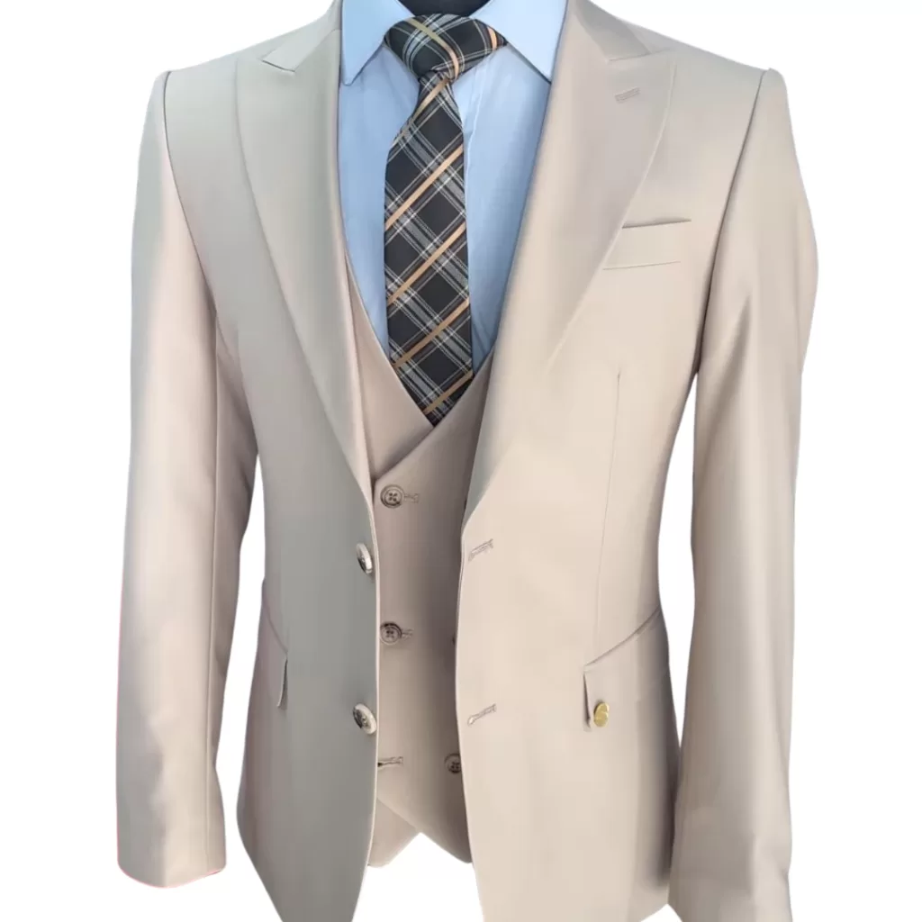 Custume Super Slim Fit Italiano Camurça Clara