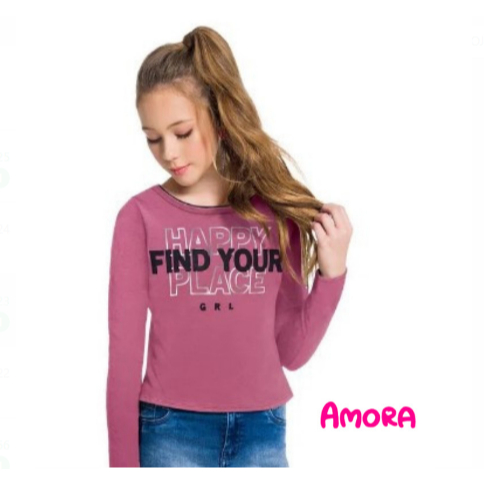 Blusa Cropped manga longa Infanto juvenil Amora 12