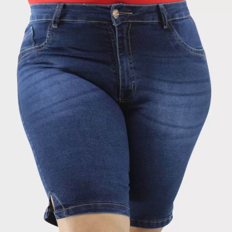 Bermuda Ciclista Feminina Plus Size lavagem escura
