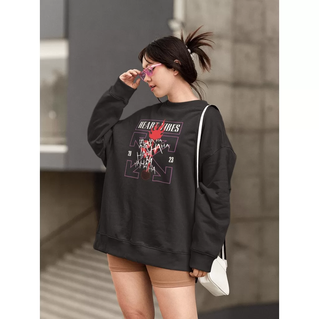 Moletom Blusa de Frio Básico Estiloso Feminino Estampado Gola Redonda Confortável 100% Algodão – Hea