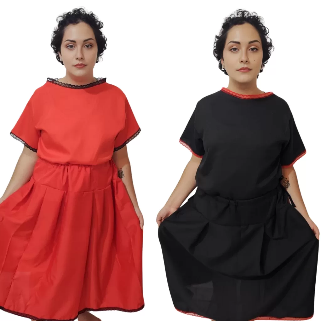 Roupa Pomba Gira Conjunto Feminino Umbanda e Candomblé Luxo Premium com renda Saia com 3.00M com 95c